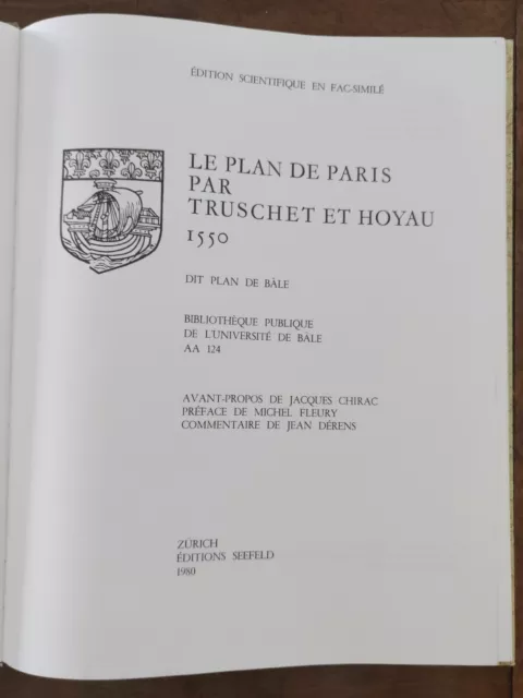 le plan de paris par truschet et hoyau 1550 dit plan de bale / 1980