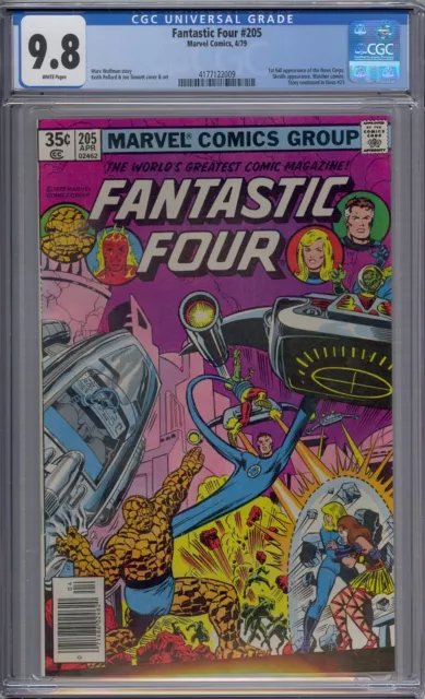 Fantastic Four #205 Cgc 9.8 1St Full Nova Corps Skrulls Watcher White Pages