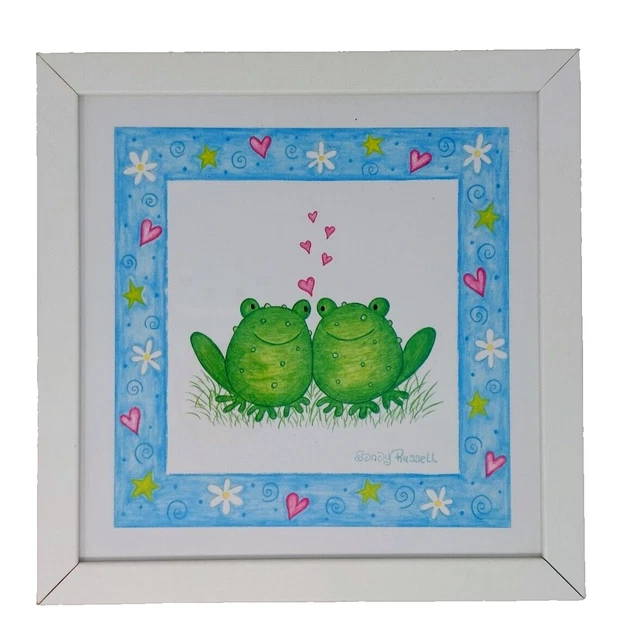 Boy Nursery Wall Art Froggie Mania "Froggie Love" by Sandy Russell Vintage 2000s
