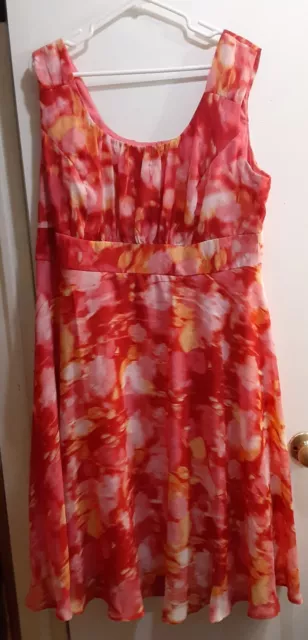 NWT Dress Barn Multi-Color Lined Dress Pink Yellow 18.      SSD1