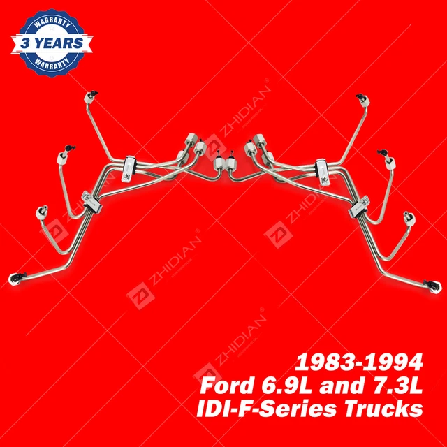 COMPLETE SET 8 Fuel Injection Lines For ford 6.9L / 7.3L IDI 1983