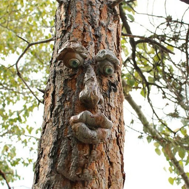 OLD MAN TREE Hugger Bark Ghost Face Facial Features Decoration Tree Face Decor; £11.14 PicClick UK