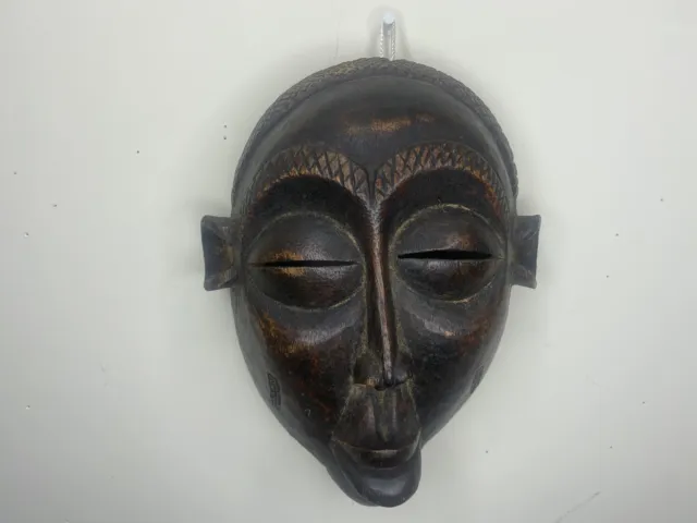hand made African Tribal Art Carving Wood Mwana Pwo CHOKWE Mask 6" X 8" 2