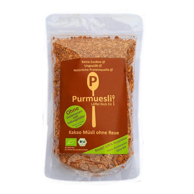 Purmuesli BIO - cereali cacao senza rimpianti (350 g) senza zuccheri aggiunti senza dolcificanti