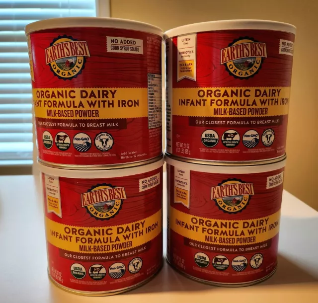 4 Cans - Earth's Best Organic Formula Non GMO  Expires 11/2025