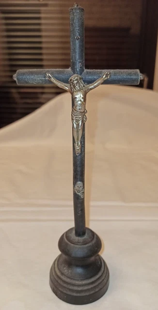 CHRIST CRUCIFIX CROIX Bois Noirci Ancien XIXeme Napoléon III EUR 48,00