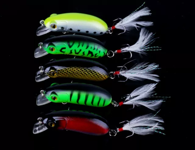 5pcs Minnow Crankbait 6cm/10g Wobbler Crank Bait Hooks Bass Fishing Lure Tackle