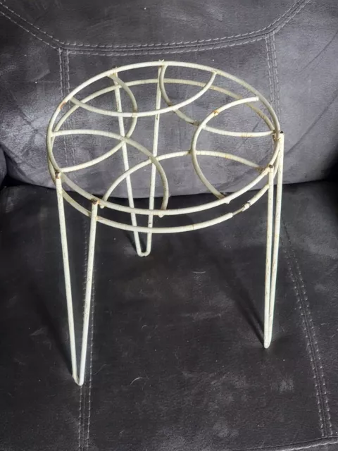 Vintage Mid Century Modern Metal Hairpin Legs Plant Stand Pot Holder 13" TALL 3