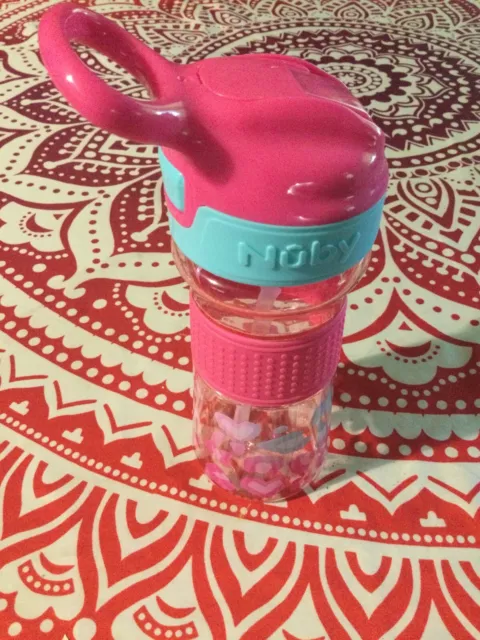 Nuby Push Button Flip-it Soft Spout Tritan Water Bottle, Pink Unicorns, 18  Oz