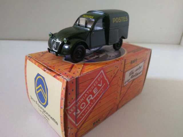 Modèle Réduit Norev Citroën 2CV Postes PTT 1952 - Échelle 1/43 - Métal/Plastique - Occasion En Boîte Plexi