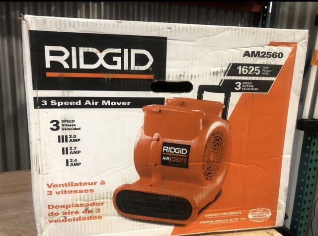 RIDGID  1625 CFM 3-Speed Portable Blower Fan Air Mover with Collapsible Handle a