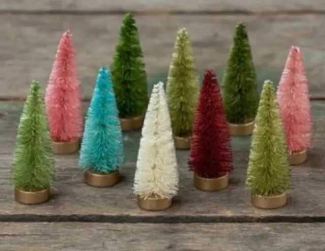 Ragon House "Multi-Color ~ Bottlebrush Trees" 3" H * Set 10 * New *Free Shipping