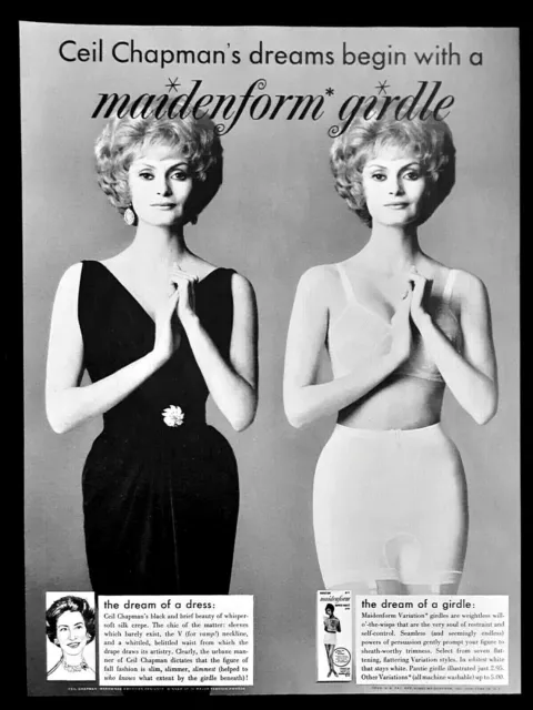 1960 vintage AD Designer Ceil Chapman's Dreams of a MAIDENFORM GIRDLE  030622