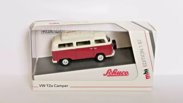 Schuco 452665912 Scala H0 Mhi VW T2 Camper Rosso/Bianco 1:87 # Nuovo IN Ovp #