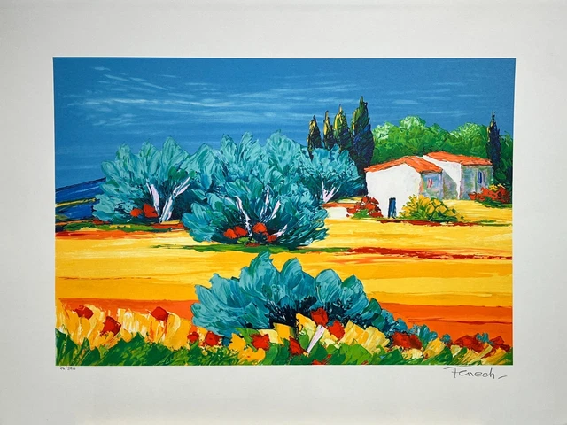 Serge Fenech, Les Cabanons - Lithographie Originale Signée et Numérotée