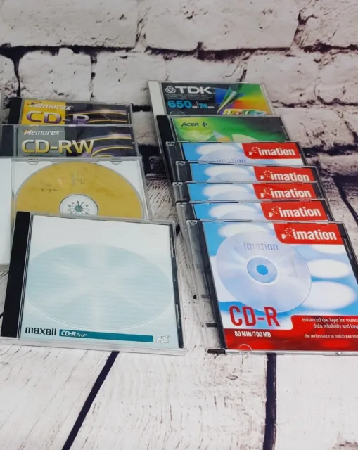 Mixed Lot of 11 CD-R Blank Discs in Jewel Cases OpenBox