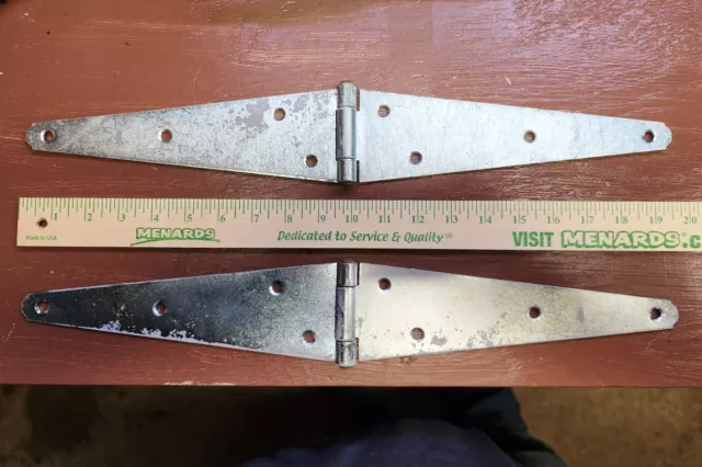 PAIR Zinc Plated 10" Heavy-Duty Steel Strap Hinge - Barn Door Gate Shed 
