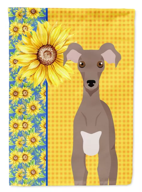 Summer Sunflowers Fawn Italian Greyhound Flag Canvas House Size 28x40 Inches