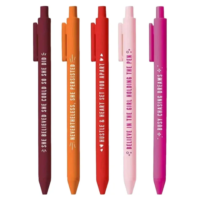 5PCS MOTIVATIONAL PENS Colorful Girl Power Click Pen for Gift Women Teacher  $16.09 - PicClick AU