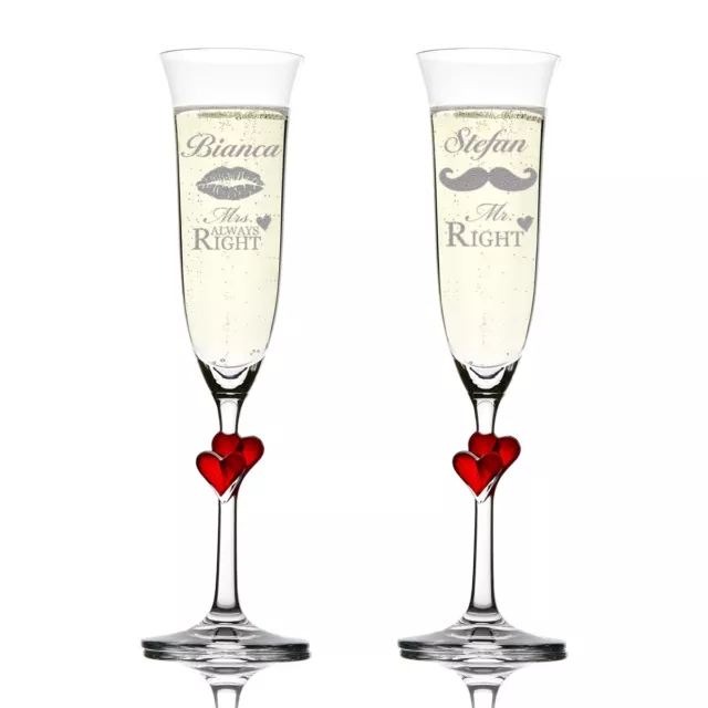 2er Set L'Amour Sektgläser mit Gravur - sekt schaumwein prosecco hochzeit paar