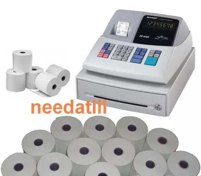 TILL ROLLS - Sharp XE-A102 Cash Register Rolls XEA-102 XEA102 XE A 102 White