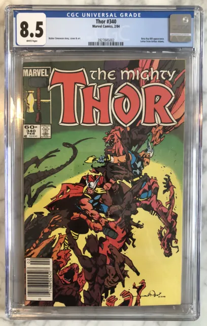 The Mighty Thor #340 CGC 8.5 NEWSSTAND Beta Ray Bill, Marvel 1984