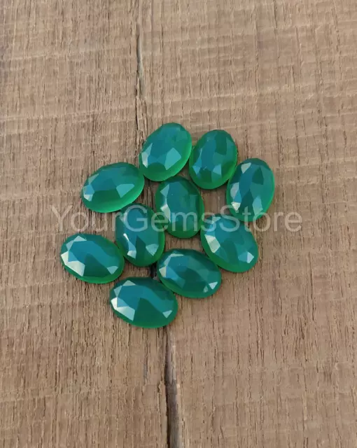 AAA Natural Green Onyx Rose Cut Oval Cabochon, Available sizes 3x5mm to 20x30mm