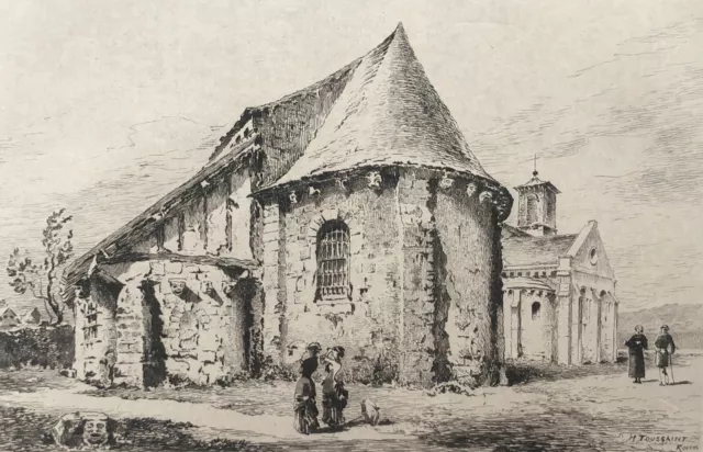 Église Saint-Paul de Rouen gravure pointe sèche C 1880 Henri Toussaint 1849-1911