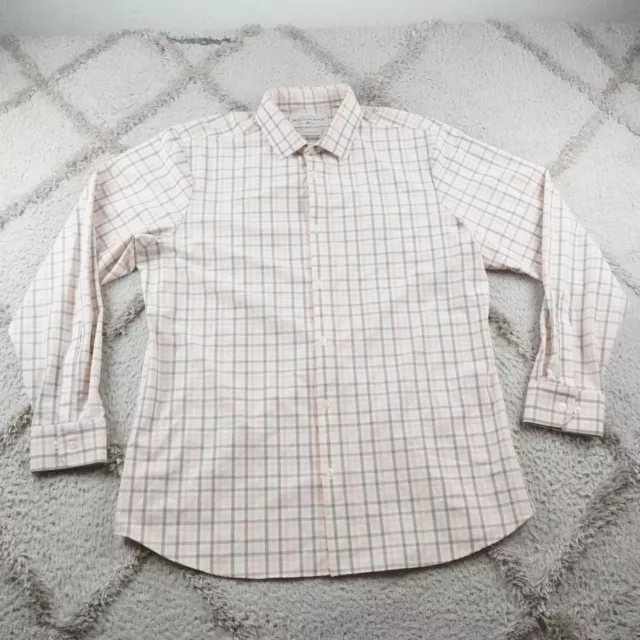 Mizzen+Main Leeward Trim Fit Button Up Shirt Mens 2XL XXL Plaid Cream White