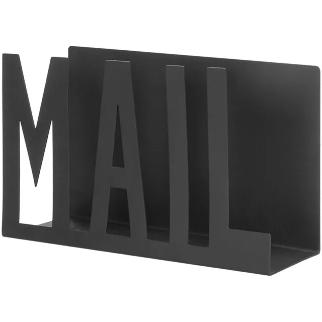 Black Metal Desktop Cutout Mail Letter Holder Z3T11473