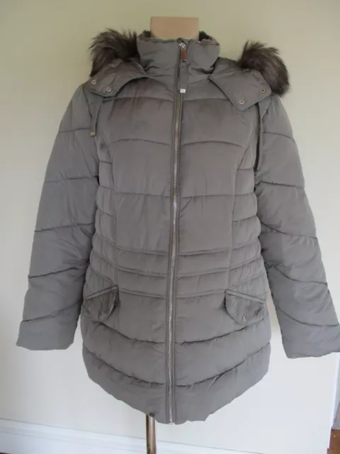 New Look Maternity Grey Quilted Hooded Jacket Coat Size 8