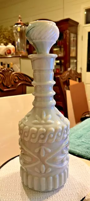 Vintage Gray Swirl Jim Beam milk glass decanter with stopper