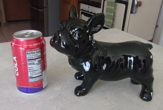 Vtg Larger Ceramic Pottery Boston Terrier Dog Figurine 9" x 7" Statue Puppy Size