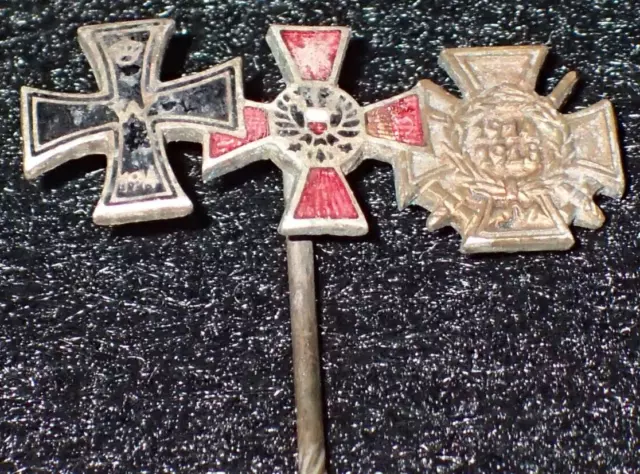 WWI Imperial German Austrian EK1 Red Double Eagle & Hindenburg Cross Stickpin