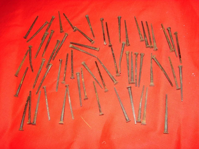 Lot of 59 Antique Square Cut Nails 2 1/2" - SEE PHOTOS