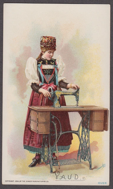 Singer Sewing Machine in Vaud Switzerland trade card 1894