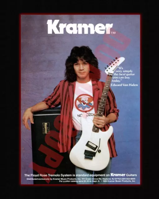 1980s EDDIE VAN HALEN No Bozo T Shirt Kramer Guitar Magazine Print Ad 8x10 Photo