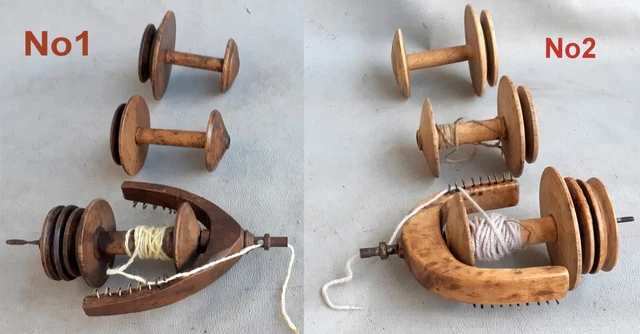 ANTIGUO VOLANTE DE CARRETE GIRATORIO DE MADERA +2 piezas. BOBINAS.Elige 1 de 2 ofertas