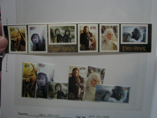 New Zealand Stamp Sc #1887-92 Lord of the Rings Set MNH Stamps Strip Return King