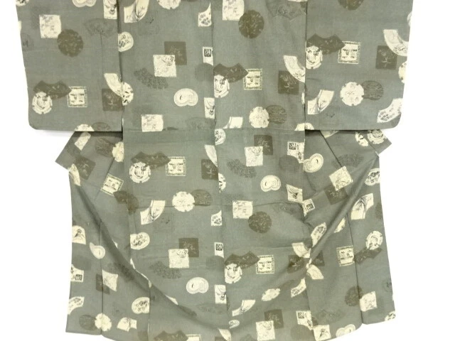 40237# Japanese Kimono / Antique Hitoe Mens Juban / Snowflake & Bamboo Grass