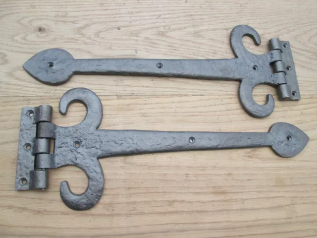 PAIR Antique cast iron spear arrow head Decorative Door Gate t-hinge Tee Hinges
