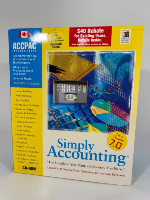 Accpac Simply Accounting 7.0 Windows Pc | Student Version Cd-Rom; New Sealed (3)