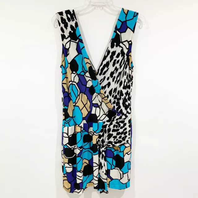 Tracy Reese silk summer v-neck Geometric Leopard Print mini dress Sz 4
