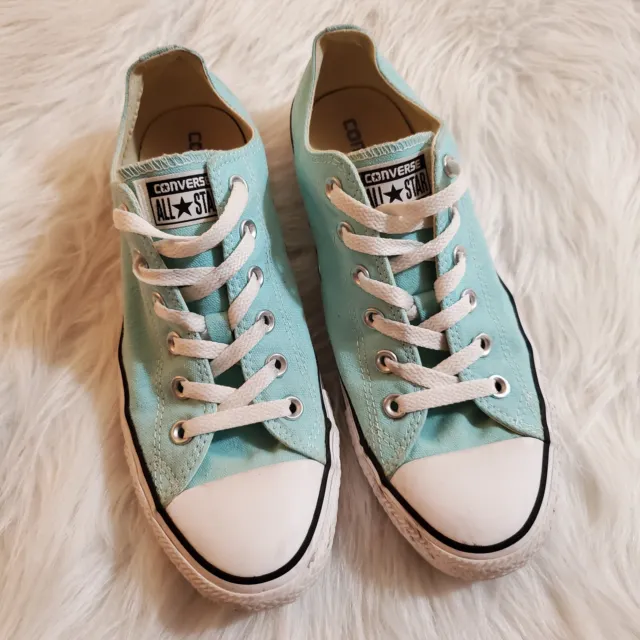 Converse All Star Shoes Mens 8 Womens 10 Light Teal Blue Low Top Sneakers