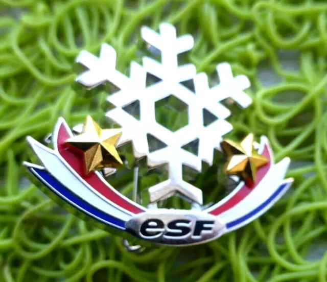 Broche Ski Flocon / Esf Club 2 Etoiles Insigne Nouvelle Version  Medaille Brevet