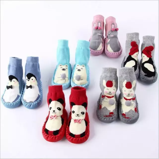 Kids Baby Girl Boys Toddler Anti-slip Soft Slippers Socks Cotton Booties Shoes 3
