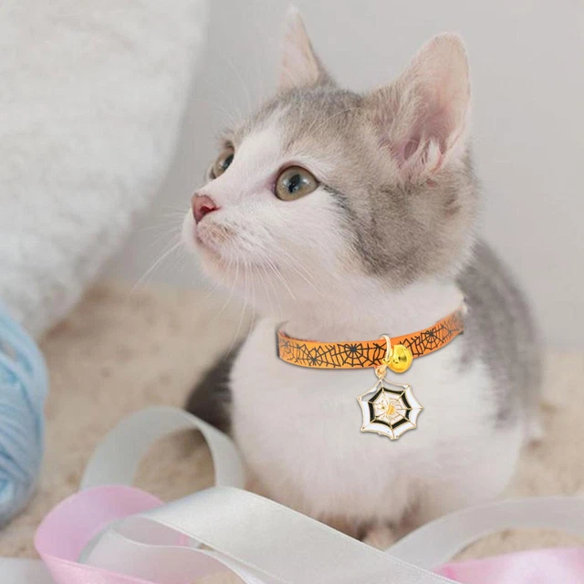Pet Collar Kitten Dog Bell Safety Buckle Necklace Ornament Halloween GX, H9M6