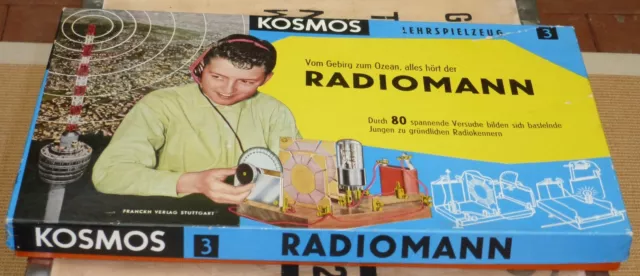 Experimentierkasten Kosmos Radiomann, Holzversion; fast vollständig; geprüft