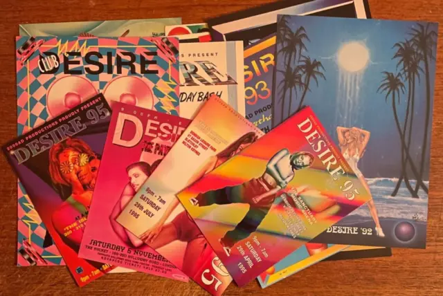Job Lot/Collection Of 15 Desire Rave Flyers From 1992 To 1995 - Like New - Pez