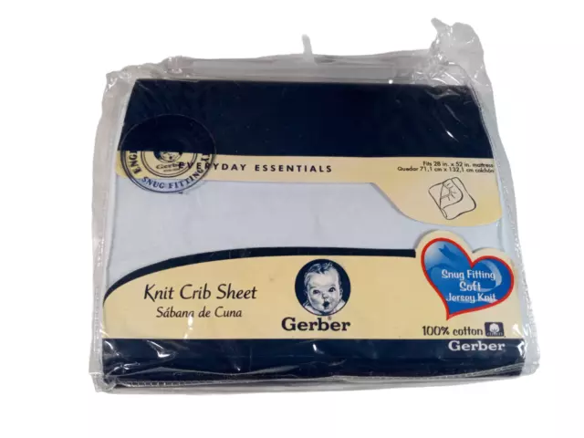 Sábana de cuna tejida Gerber de colección 100 % algodón se adapta a colchón de 28"" x 52"" (Nuevo)